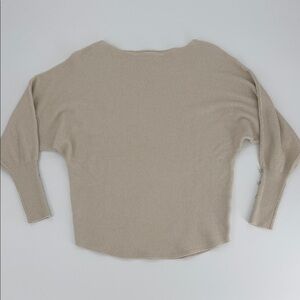 Vila Milano Beige Ribbed Knit Sweater with Gold Shimmer